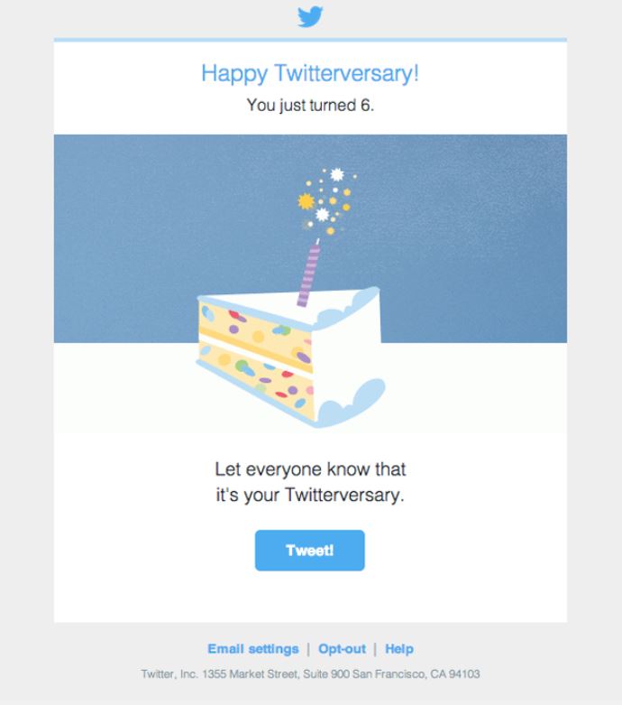 Behavioral Emails - Milestone Email - Twitter 