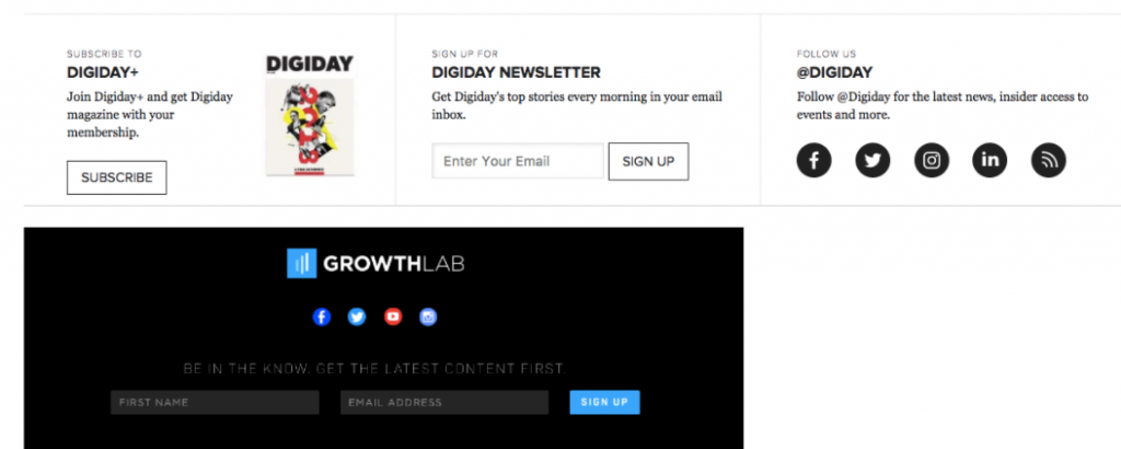 Footer Units to Grow Your List of Email Subscribers