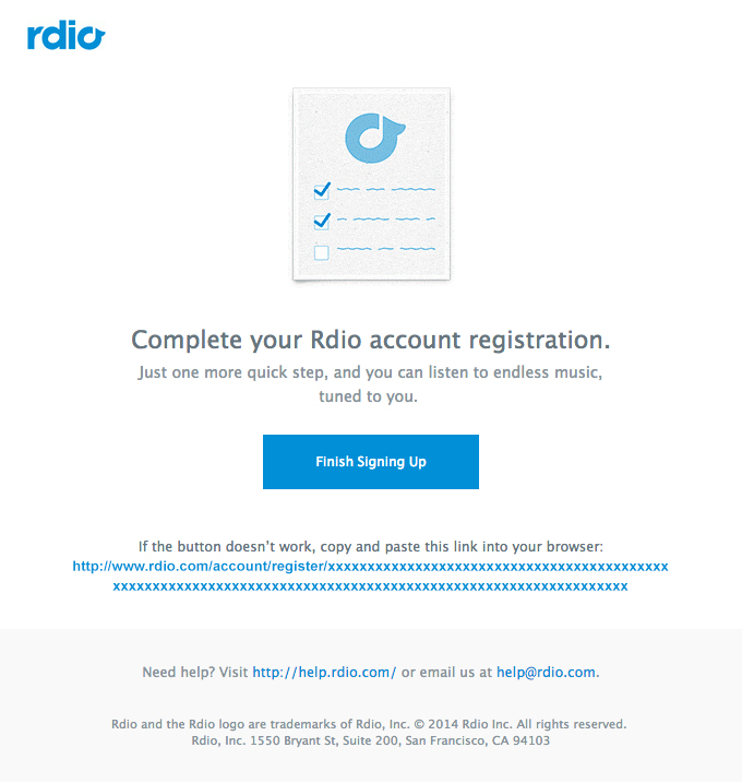 Onboarding Emails - Activation Email - Rdio