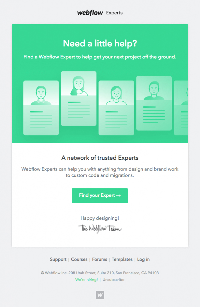 Onboarding Emails - Nudge Email Example - Webflow