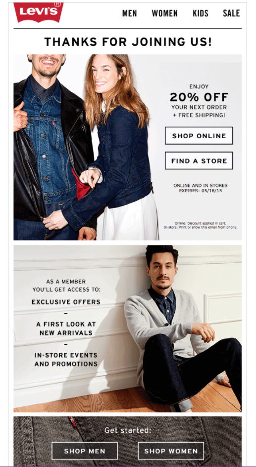 Onboarding Emails - Welcome Email - Levi's
