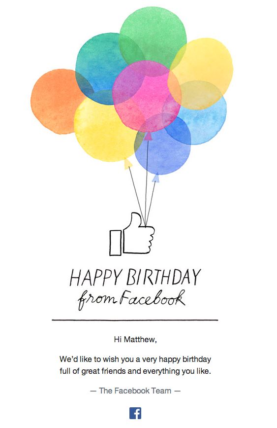Promotional Emails - Birthday Email - Facebook