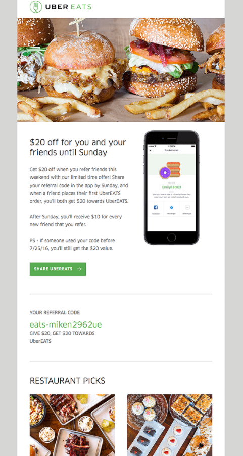 Promotional Emails - Referral Request Email - UberEats