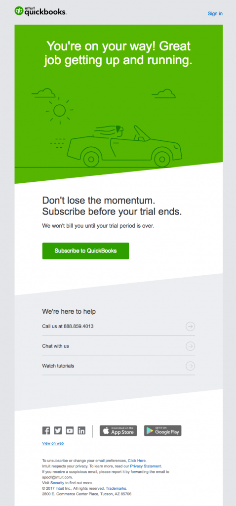 Transactional Emails - Subscription Email - Quickbooks