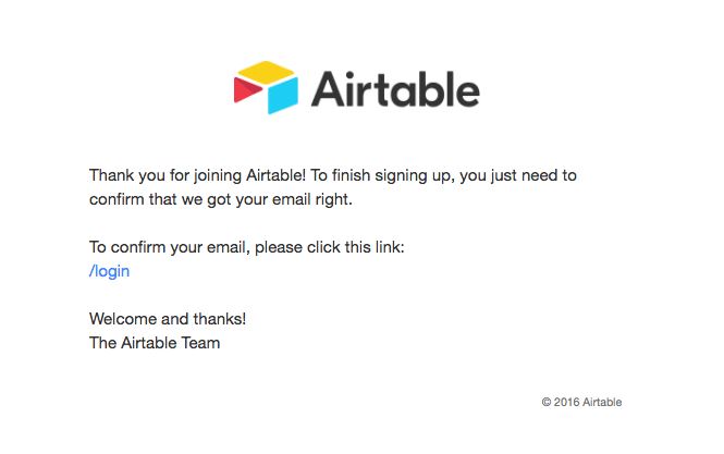 Transactional Emails - Subscription Email - Airtable