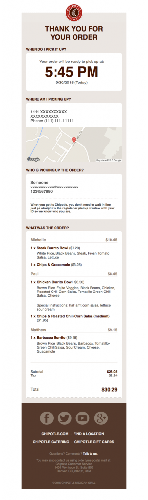 Transactional Emails - Receipt Email - Chipotle