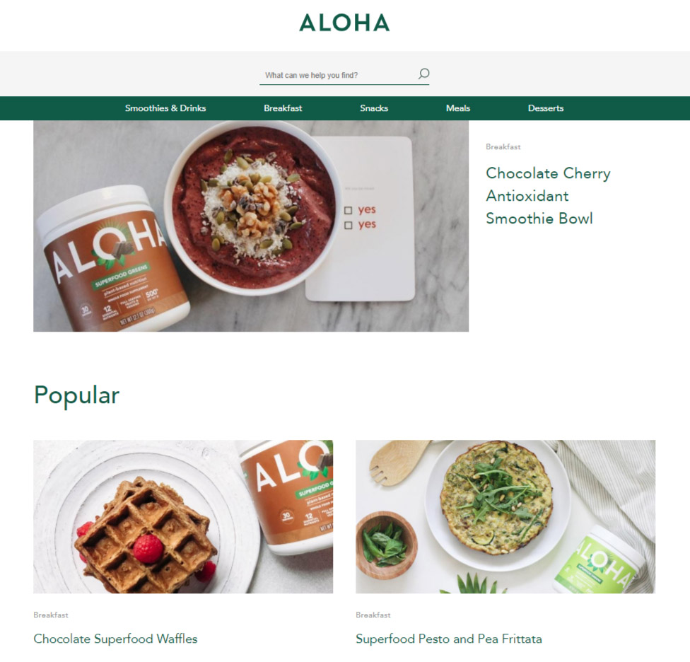 Ecommerce Website Content - ALOHA Food Brand - Chainlink Relationship Marketing