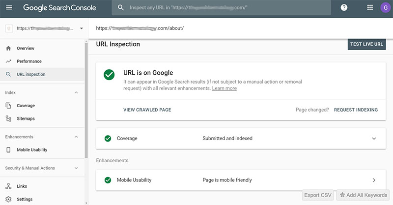 Google URL Inspection Tool - Chainlink Relationship Marketing