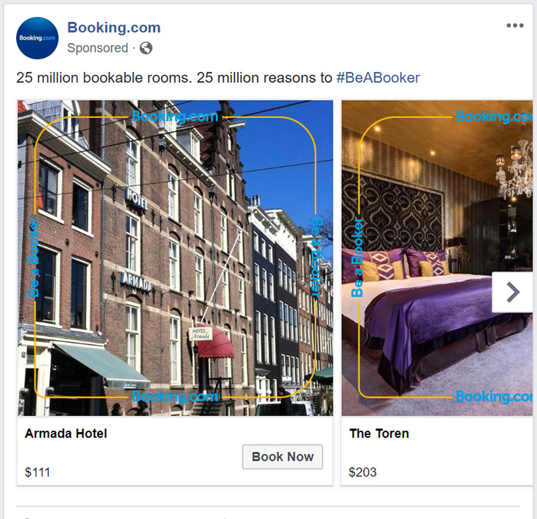 Booking.com - Hospitality Facebook Ad Example