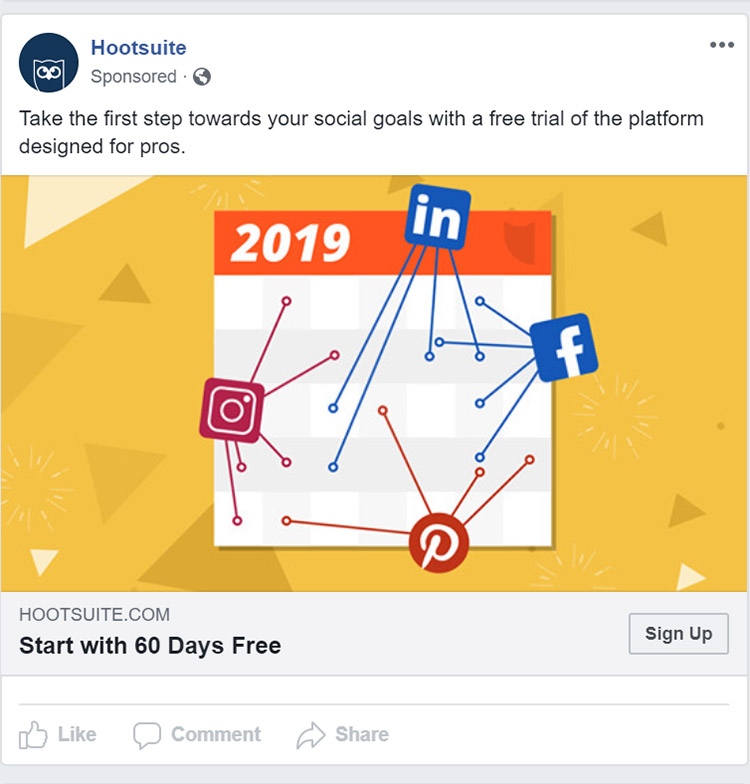Facebook Ad Hootsuite - Software Companies Facebook Ad Example