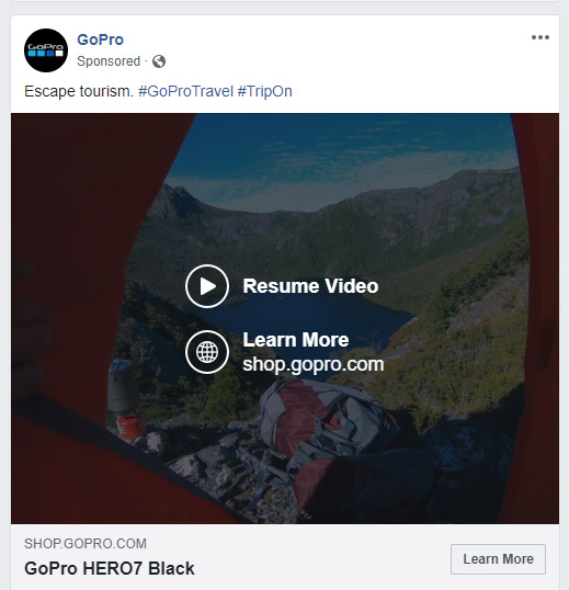 Facebook Video Ad Example Image GoPro - Chainlink Relationship Marketing