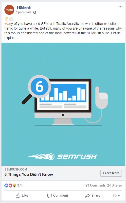 SEMrush Facebook Ad Example - Chainlink Relationship Marketing