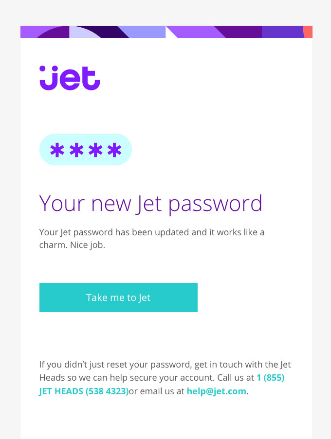 Transactional Emails - Password Reset Email - Jet