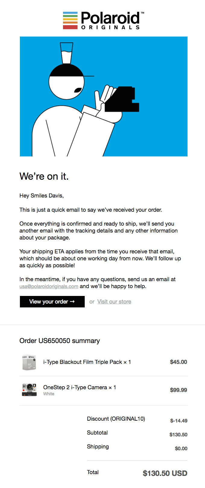 Transactional Emails - Receipt Email - Polaroid