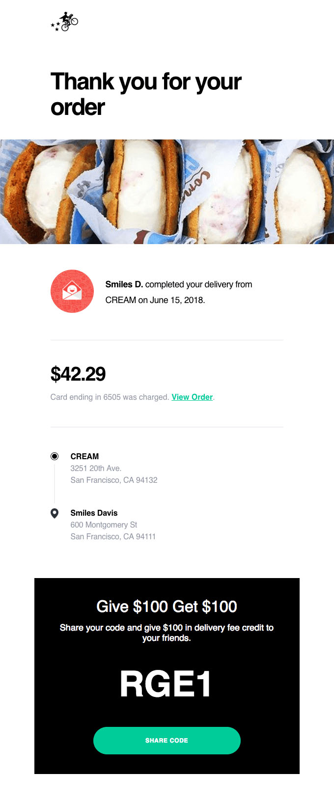 Transactional Emails - Receipt Email - Postmates