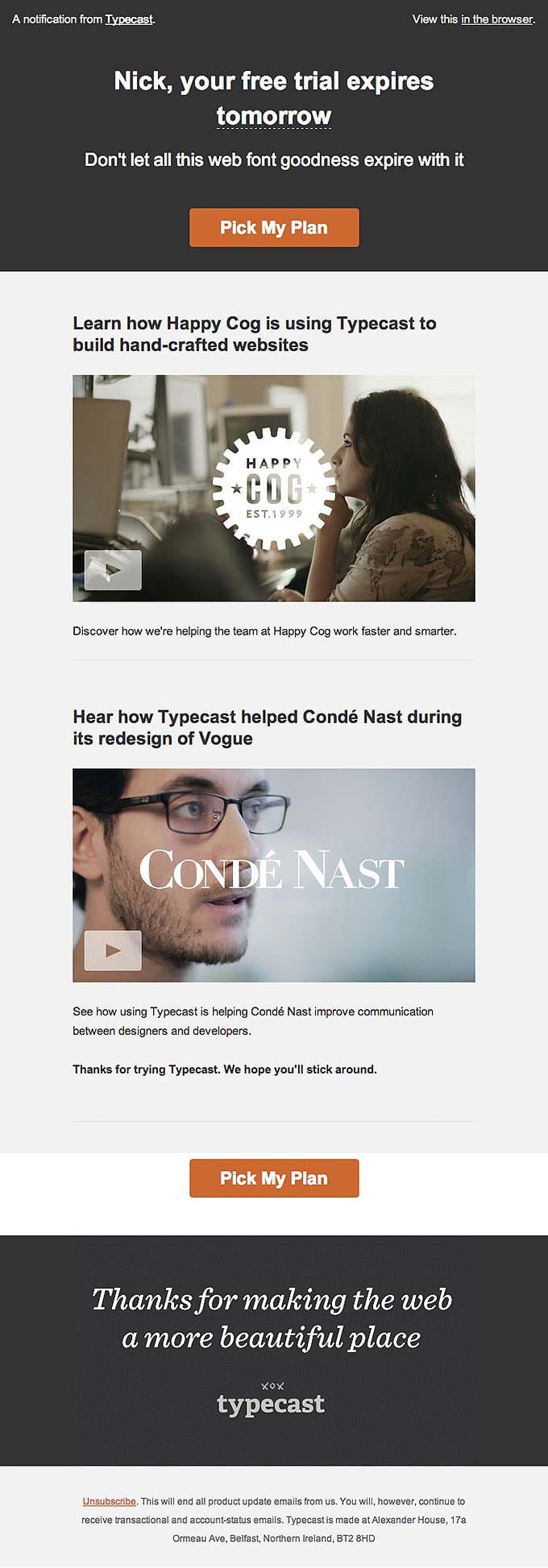 Onboarding Emails - Free Trial Ending Email - Typecast