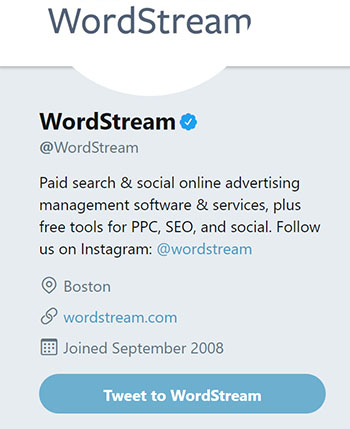 WordStream Twitter Profile Example Chainlink Relationship Marketing