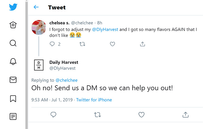 Twitter Customer Support Online Reputation Management - Daily Harvest