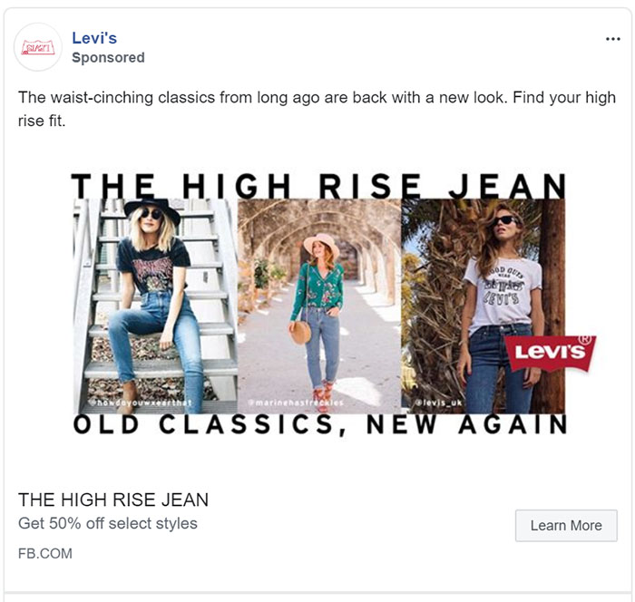 Facebook Ads - Apparel Ad Example - Levi's