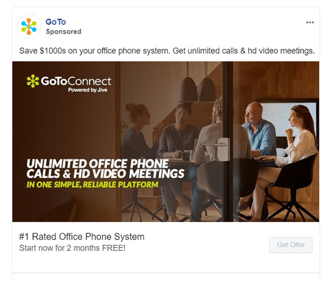 Facebook Ads - Business Communication App Ad Example - GoTo Meeting