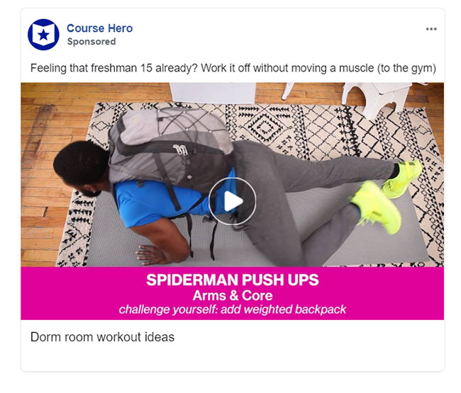 Facebook Ads - Education Ad Example - Course Hero