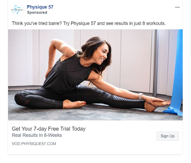 Facebook Ads - Fitness Ad Example - Physique 57
