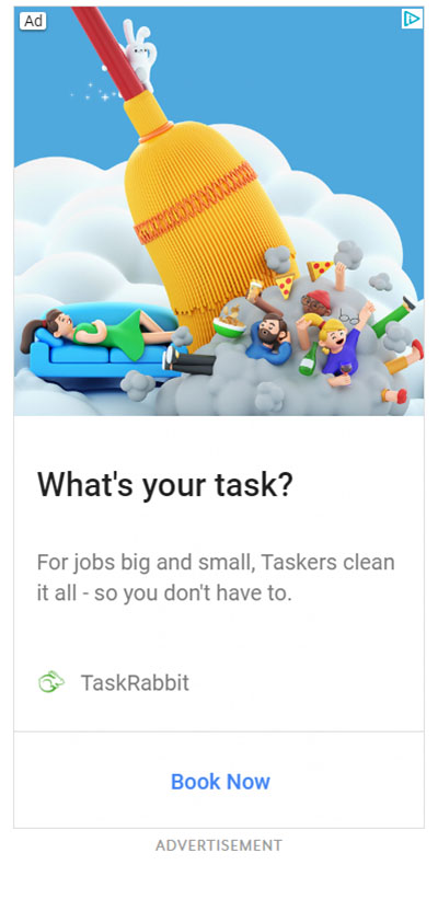 Software & Tech Company Google Display Ad Example -  TaskRabbit