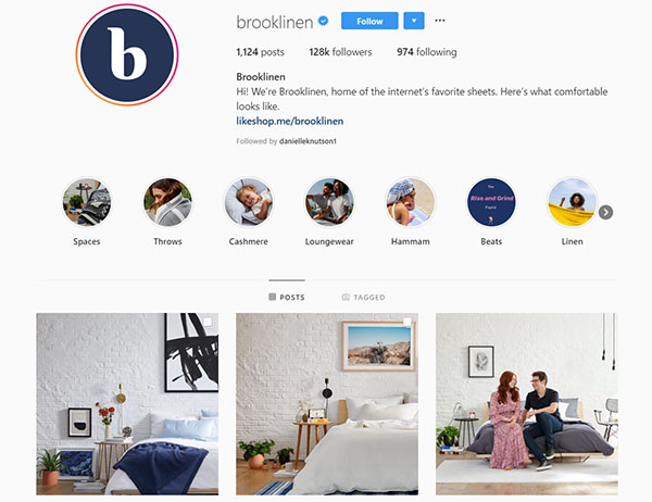 Brooklinen Instagram Example - Chainlink Marketing
