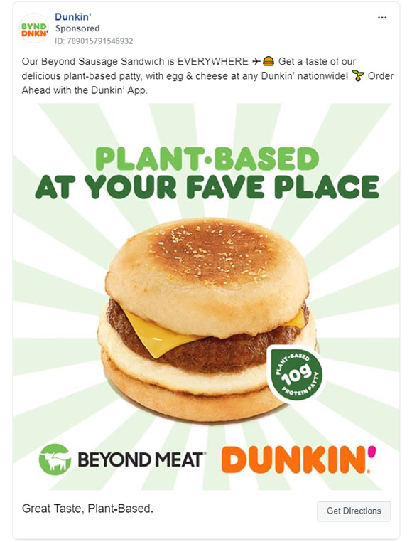 Facebook Ads - Food Ad Example - Dunkin