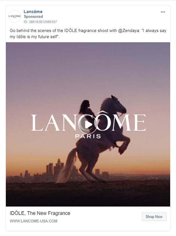 Beauty Company Facebook Ad Example - Lancome