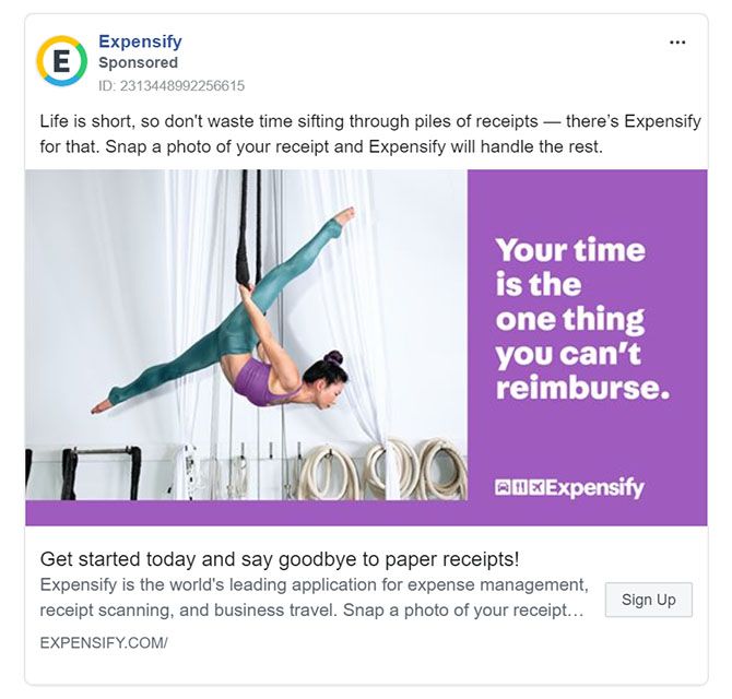 Facebook Ads - Business Tool Ad Example - Expensify