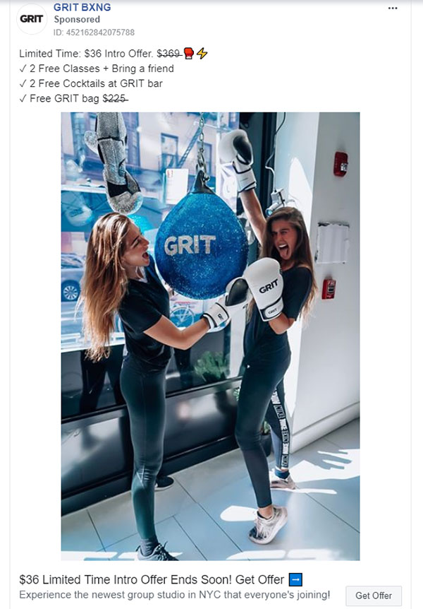 Facebook Ads - Fitness Ad Example - GRIT BXNG