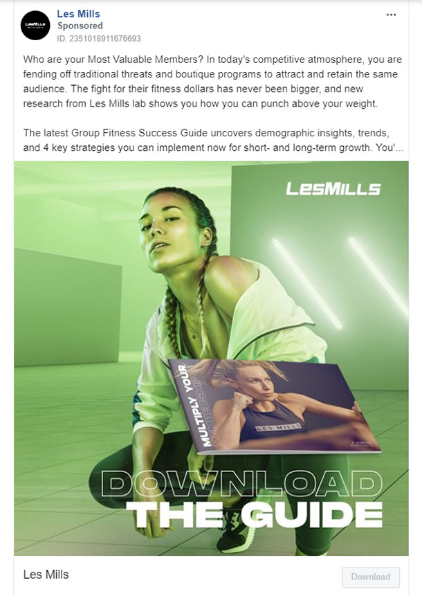 Facebook Ads - Fitness Ad Example - Les Mills