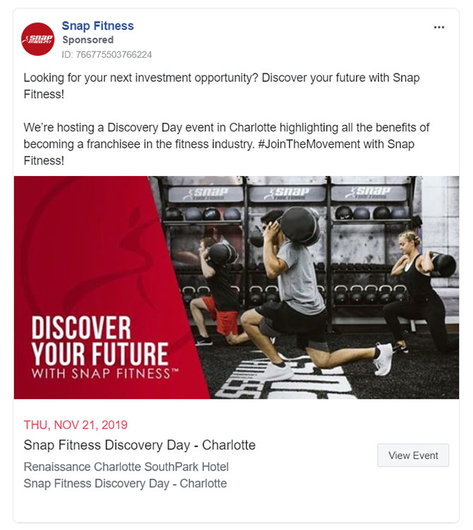 Fitness Facebook Ads Example - Snap Fitness
