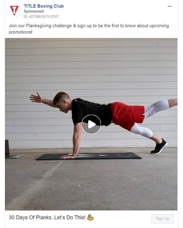 Fitness Facebook Ads Example - TITLE Boxing