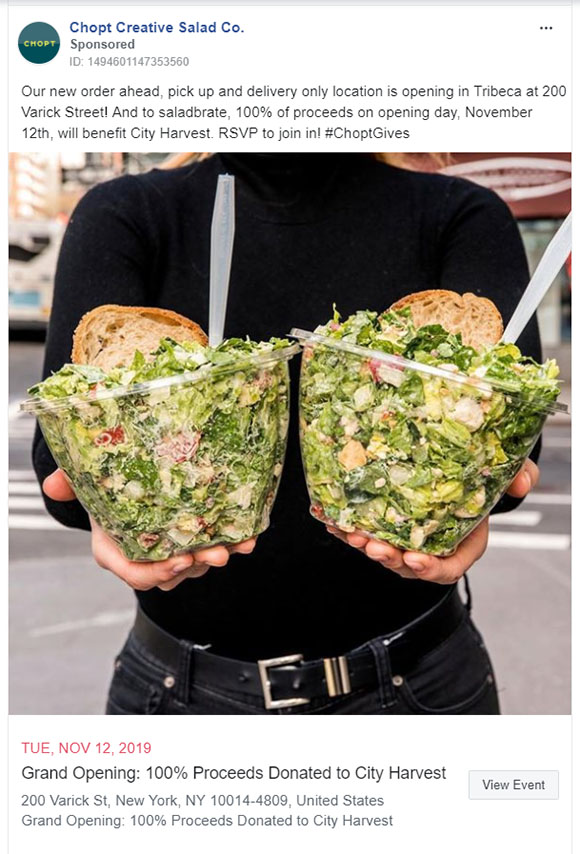 Facebook Ads - Food Ad Example - Chopt