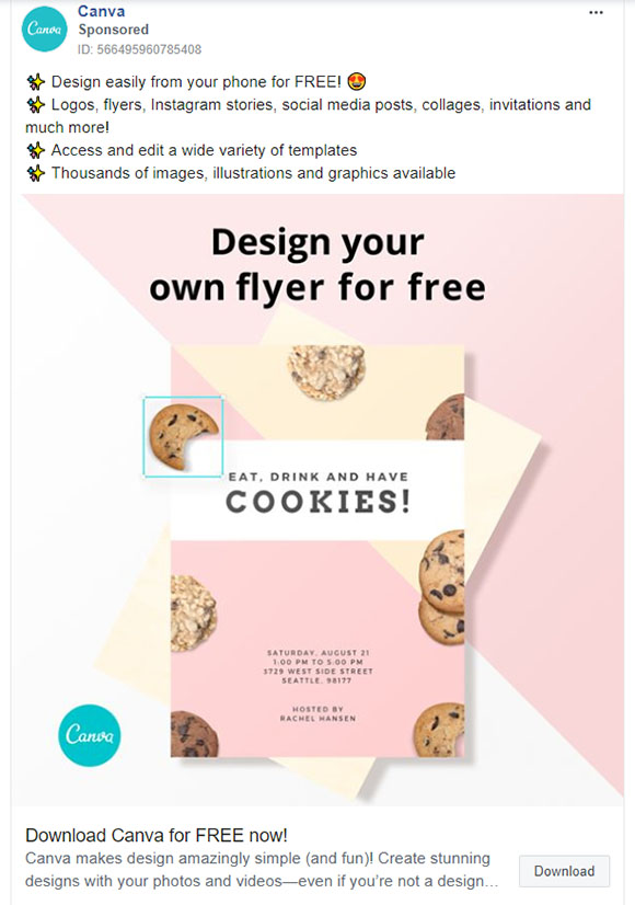 Software Companies Facebook Ad Example - Canva