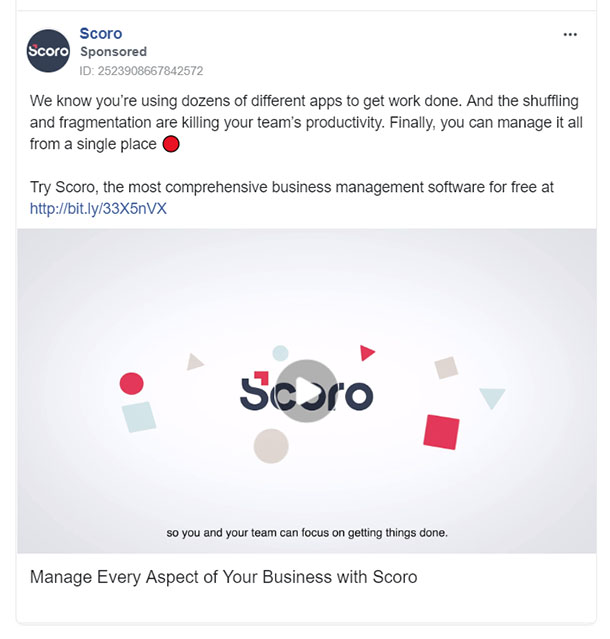 Software Companies Facebook Ad Example - Scoro
